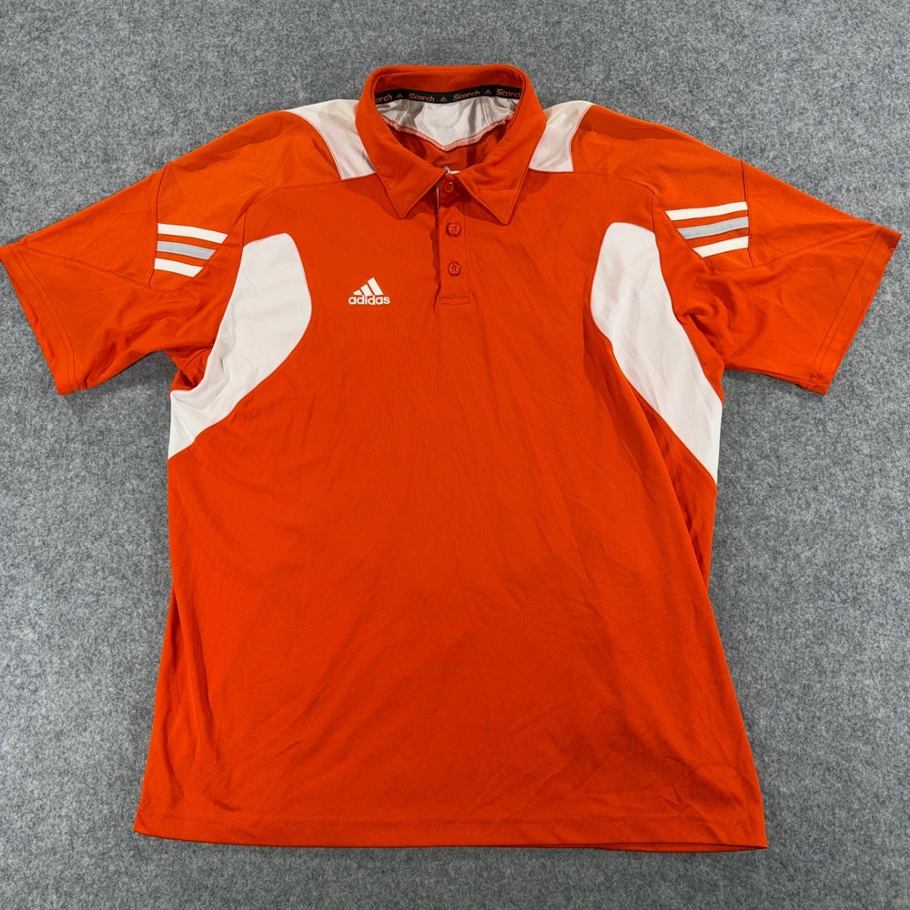 Adidas ClimaCool Mens Orange White Short Sleeve Polo Shirt Size Medium